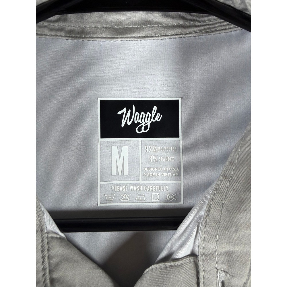 Waggle Mens Golf Polo Shirt Gray Moose Nature Print Performance Stretch Size M - Picture 4 of 11